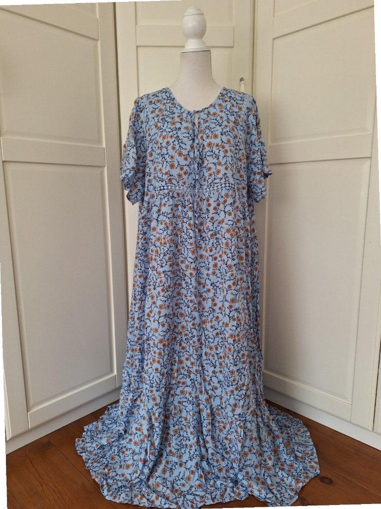 Rusttydustty nieuwe blauwe maxi jurk 3XL (XXL/XXXL 48/50), Blauw, Maat 46/48 (XL) of groter, Nieuw, Ophalen of Verzenden