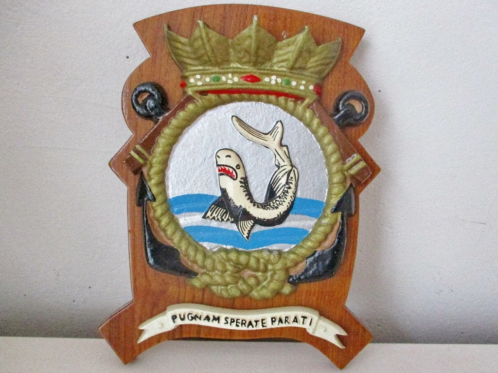 Hr. Ms. “Tijgerhaai”, 1972, onderzeeboot marine wapenschild, Ophalen of Verzenden, Marine, Nederland, Embleem of Badge