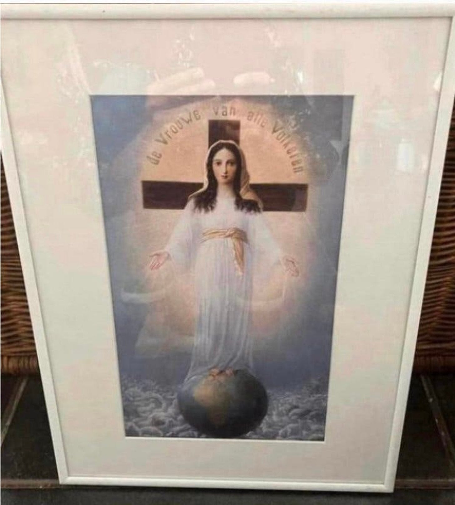 MARIA,PRACHTIG INGELIJST SCHILDERIJ,GESIGNEERD,PASSE-PARTOUT, Ophalen of Verzenden