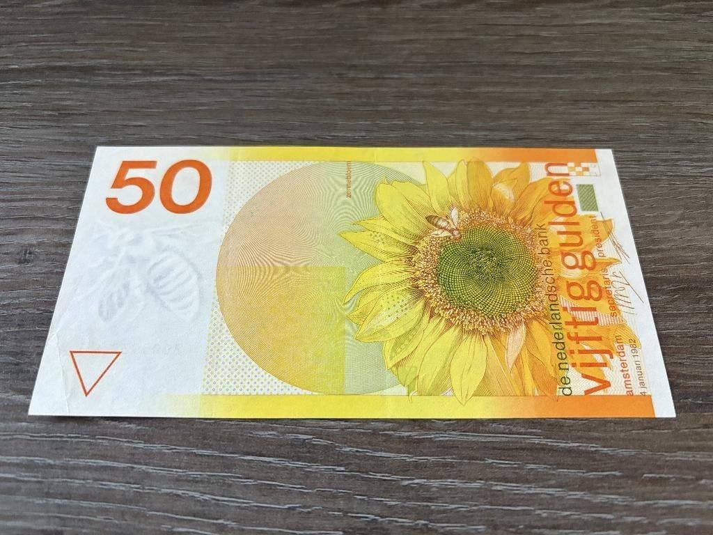 Prachtig biljet 50 gulden Zonnebloem, 1982, Ophalen of Verzenden, 50 gulden