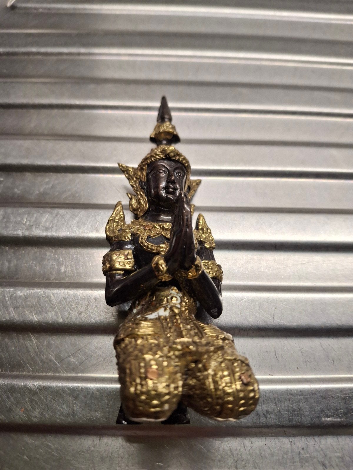 bronzen  buddha  beeldje  hoogte 12 cm, Ophalen of Verzenden
