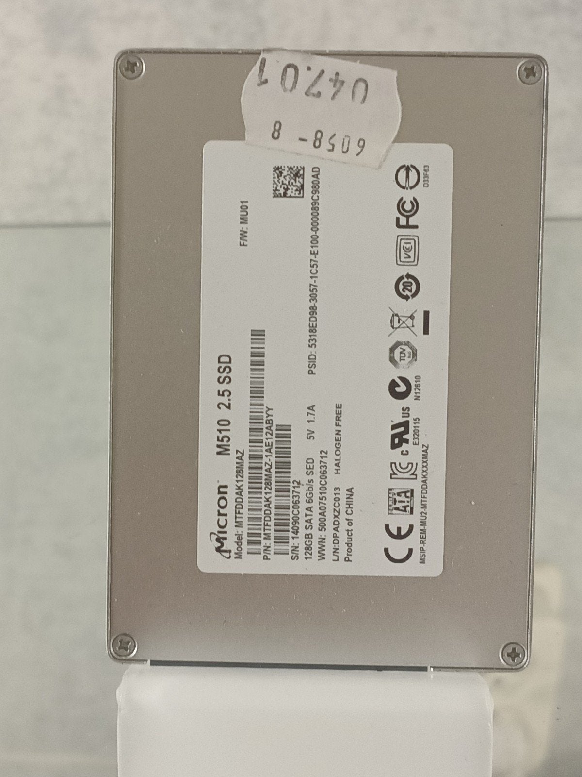 Micron_M510_MTFDDAK128MAZ SSD Sata 128.0 GB, Computers en Software, Intern, Gebruikt, Ophalen of Verzenden, 120GB