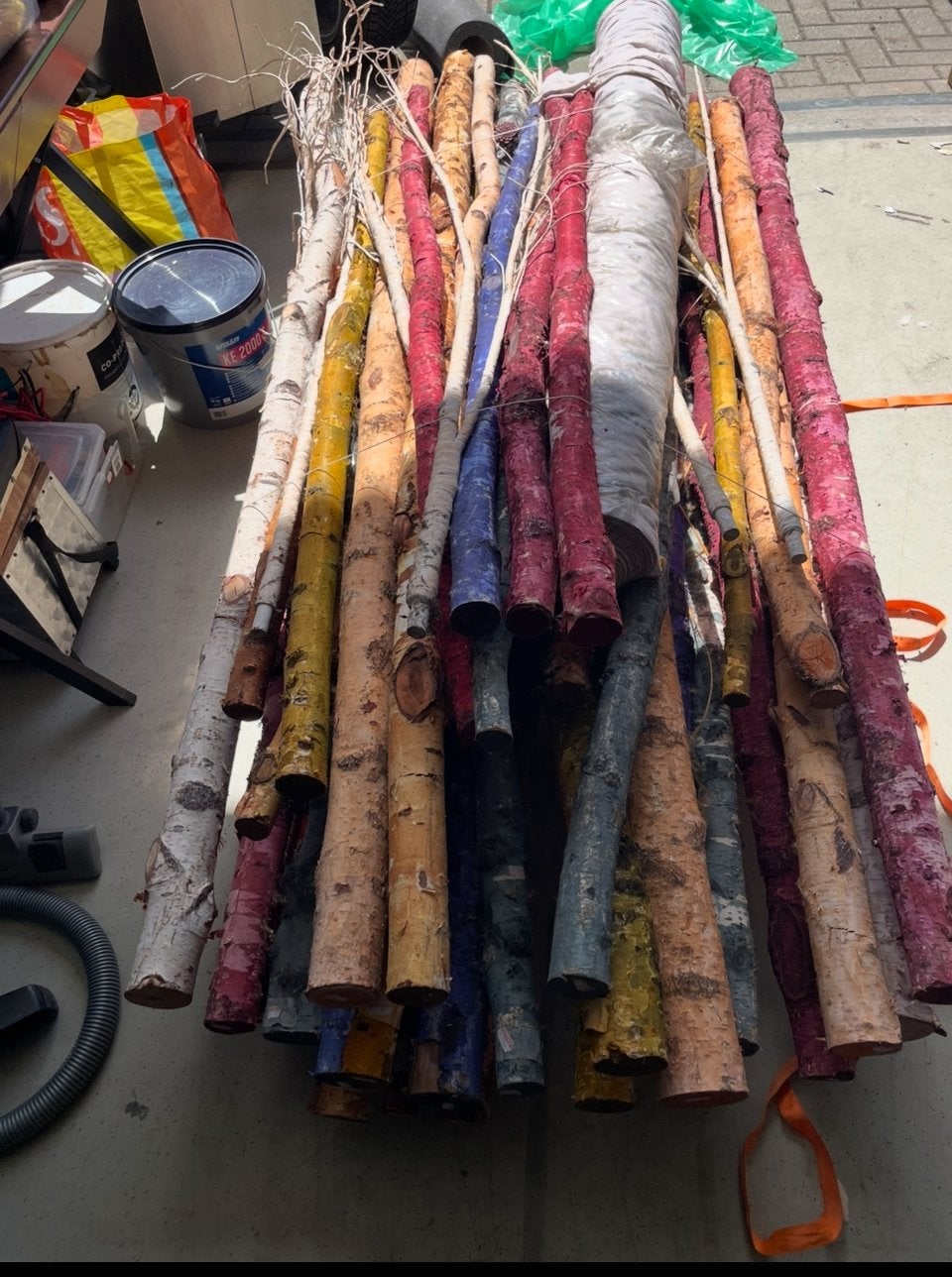 Decoratieve gekleurde boomstammen/takken, Huis en Inrichting, Ophalen, Hout, Gebruikt, Meerkleurig