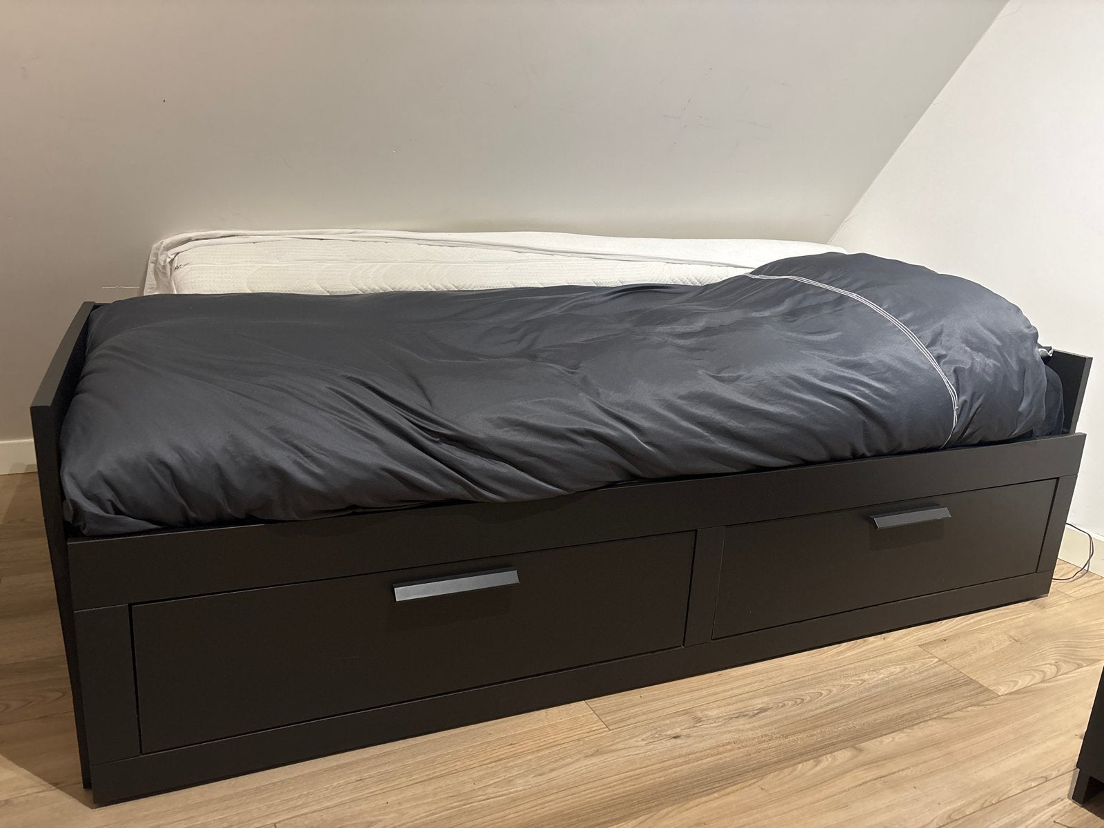 IKEA Brimnes Bedbank met 2 lades - Zwart, Ophalen, Gebruikt, Eenpersoons, Zwart