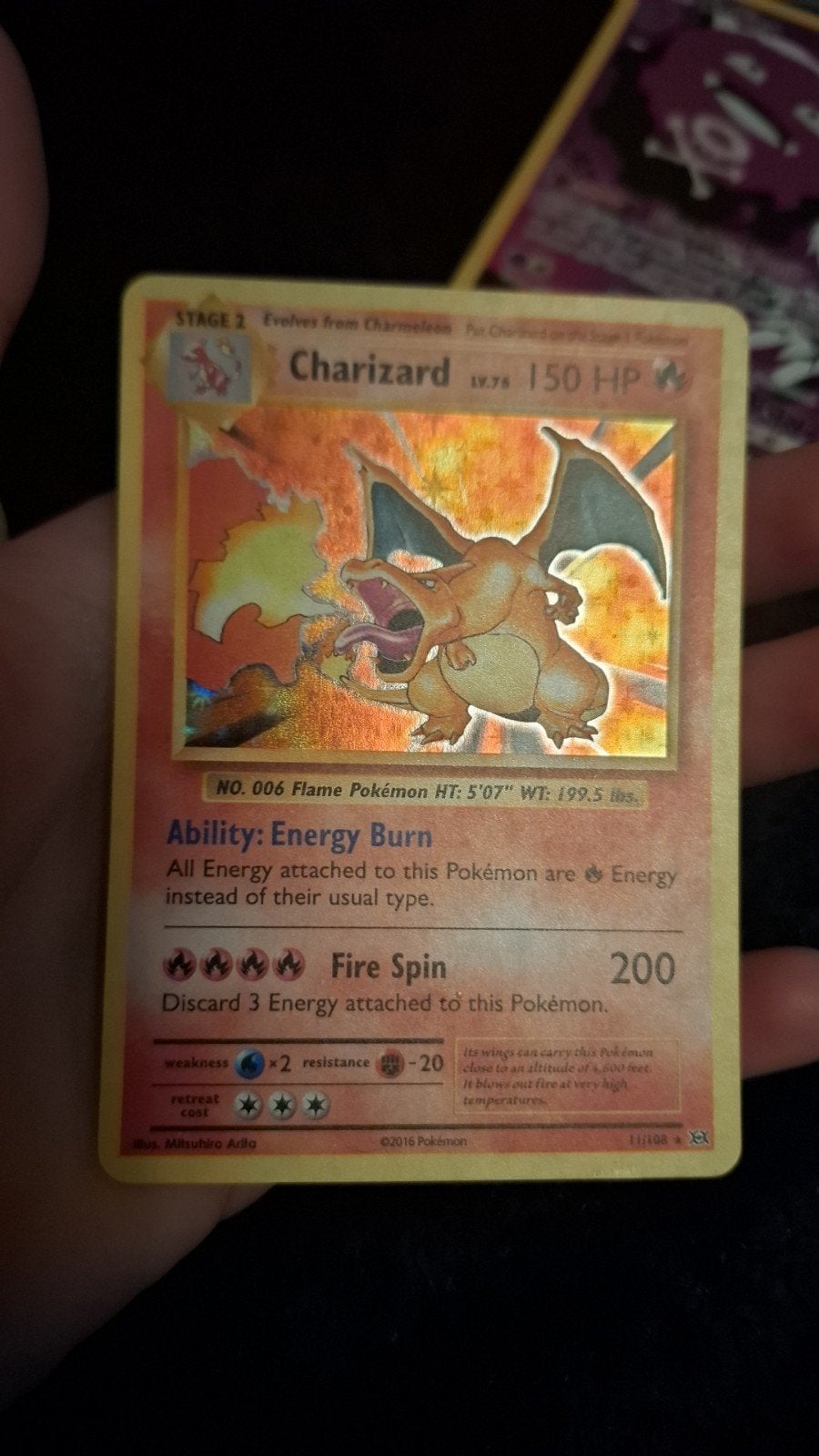 Charizard LP 11/108 Pokémon kaart, Verzenden, Gebruikt, Losse kaart, Foil