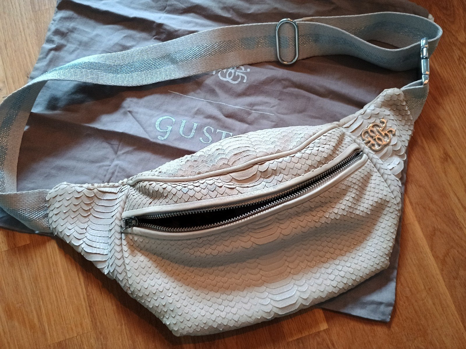 Mooie leren Gustav heuptas met slangenprofiel, Sieraden, Tassen en Uiterlijk, Overige merken, Beige, Ophalen of Verzenden, Zo goed als nieuw