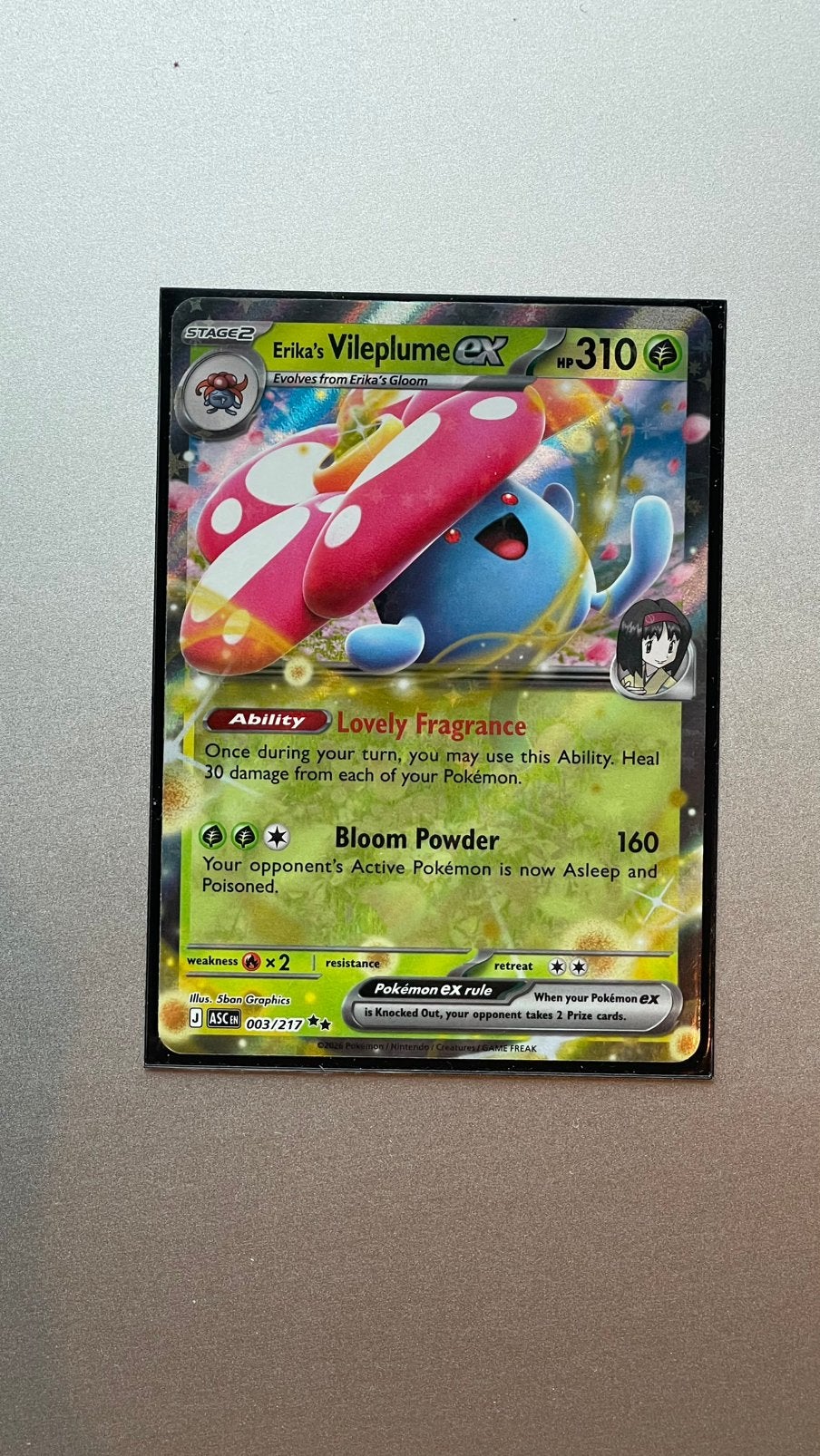Erika’s Vileplume EX 003/217 Pokémon kaart, Ophalen of Verzenden, Nieuw, Losse kaart