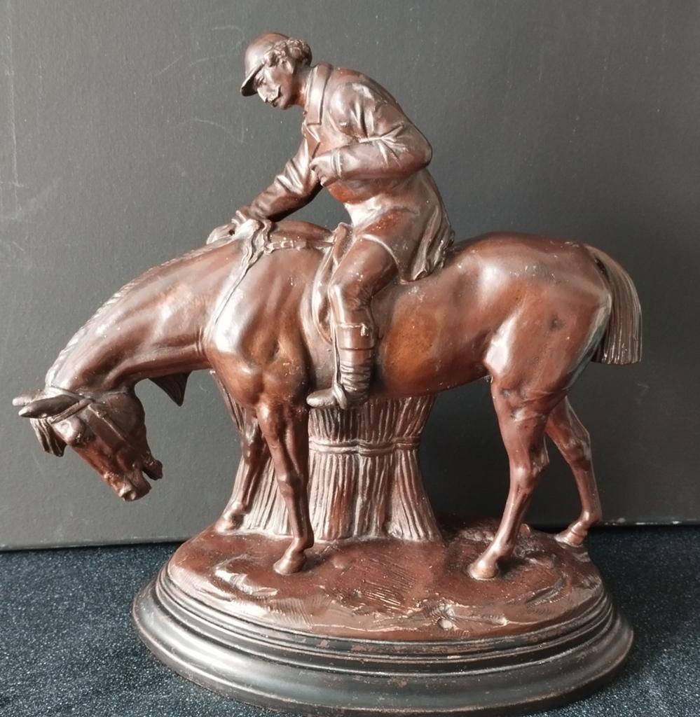 Gipsen beeld van een ruiter te paard, Antiek en Kunst, Ophalen of Verzenden