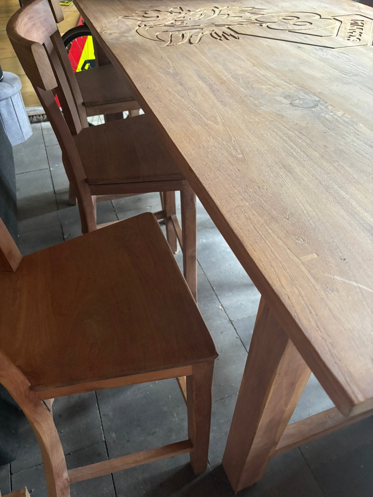 SCANIA  liefhebbers tafel hout met zes stoelen, Ophalen, Rechthoekig, 200 cm of meer, 50 tot 100 cm