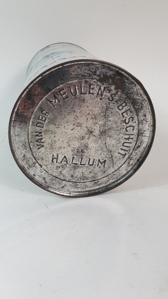 Brocante blik Van der Meulen's Beschuit, Hallum. 5A8, Verzamelen, Ophalen of Verzenden, Gebruikt, Koek(jes)