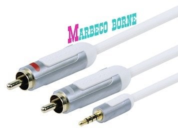 Tulpkabel, RCA kabel naar 3,5mm Jackplug, 5 meter, 24K