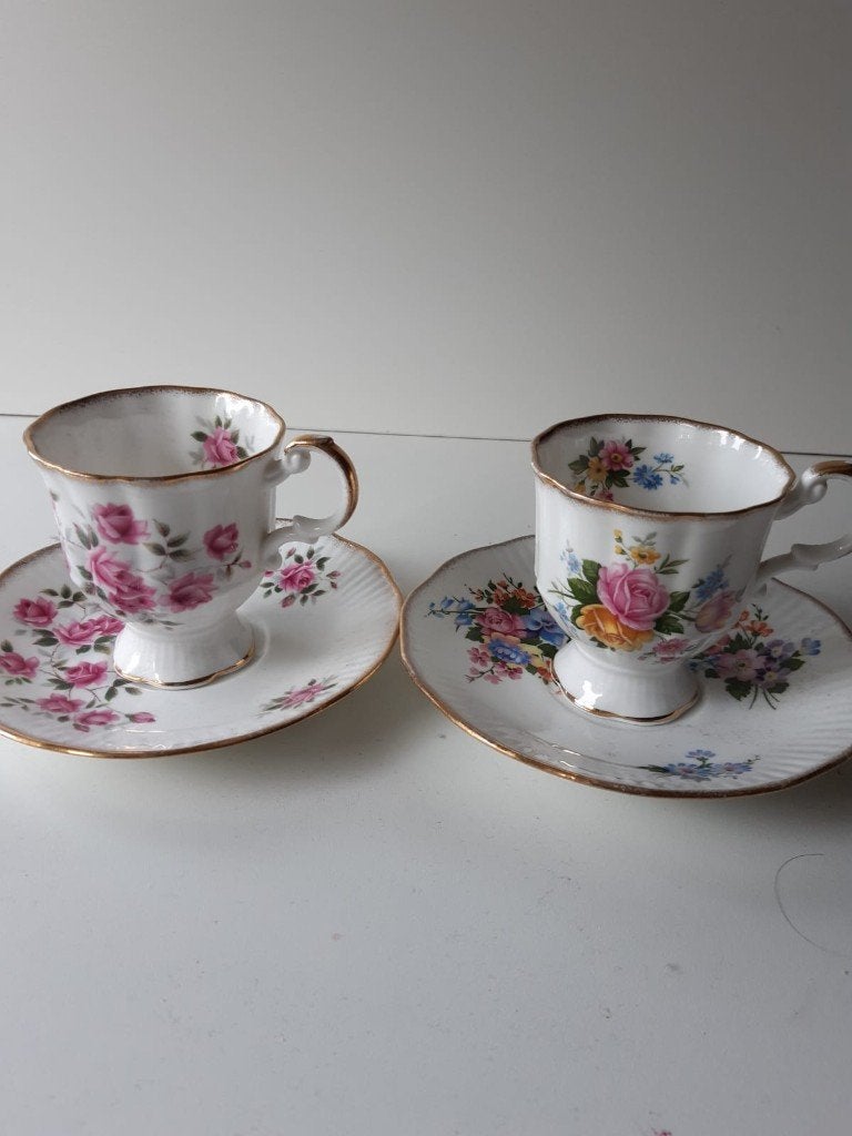 2 sets Rosina England Fine bone China, Ophalen, Porselein, Kop en/of schotel