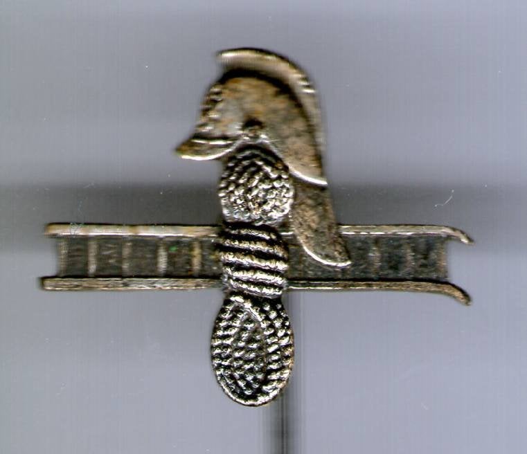Brandweer helm, touw en ladder zilverkl speldje ( H_202), Verzenden, Nieuw, Stad of Land, Speldje of Pin