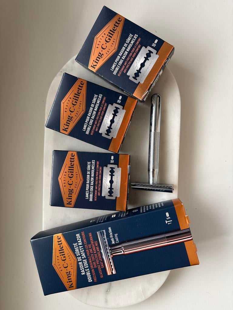 King C Gillette Scheermes met 35 Navulmesjes, Ophalen of Verzenden, Zo goed als nieuw, Overige typen