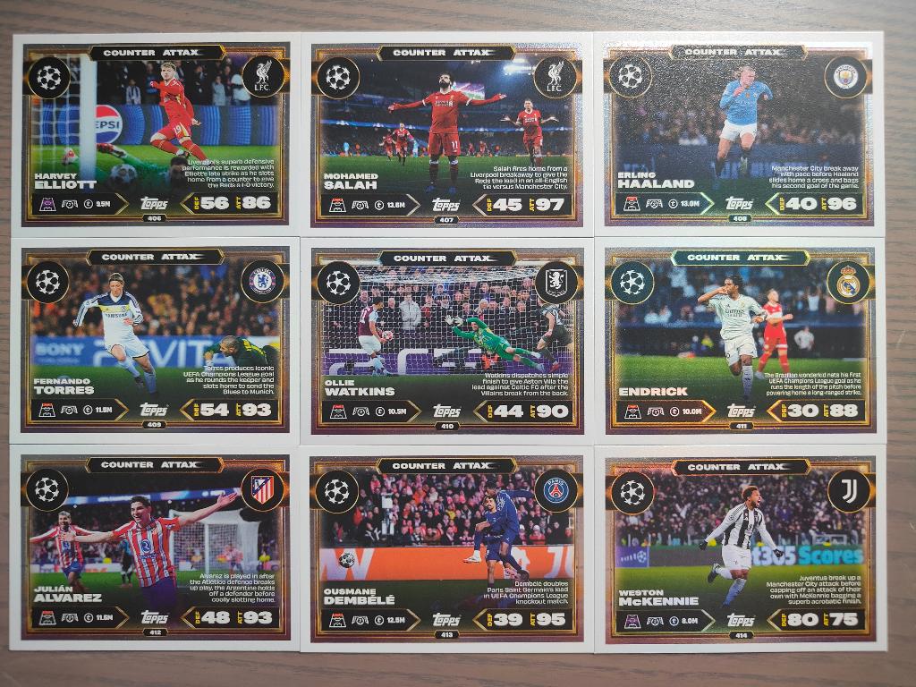 Topps Match Attax - COUNTER ATTAX Set (9 kaarten), Ophalen of Verzenden, Zo goed als nieuw, Meerdere plaatjes