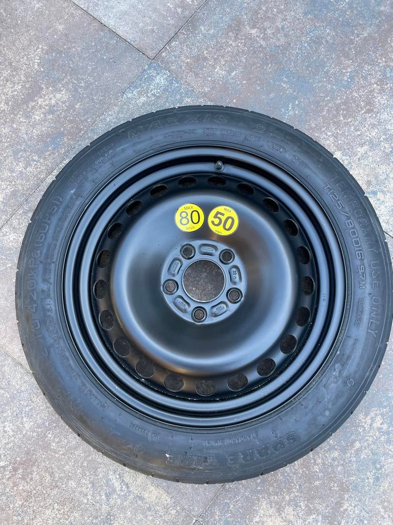 Reservewiel T125/80D16 - Compact thuiskomer, Ophalen, Gebruikt, 16 inch, Banden en Velgen