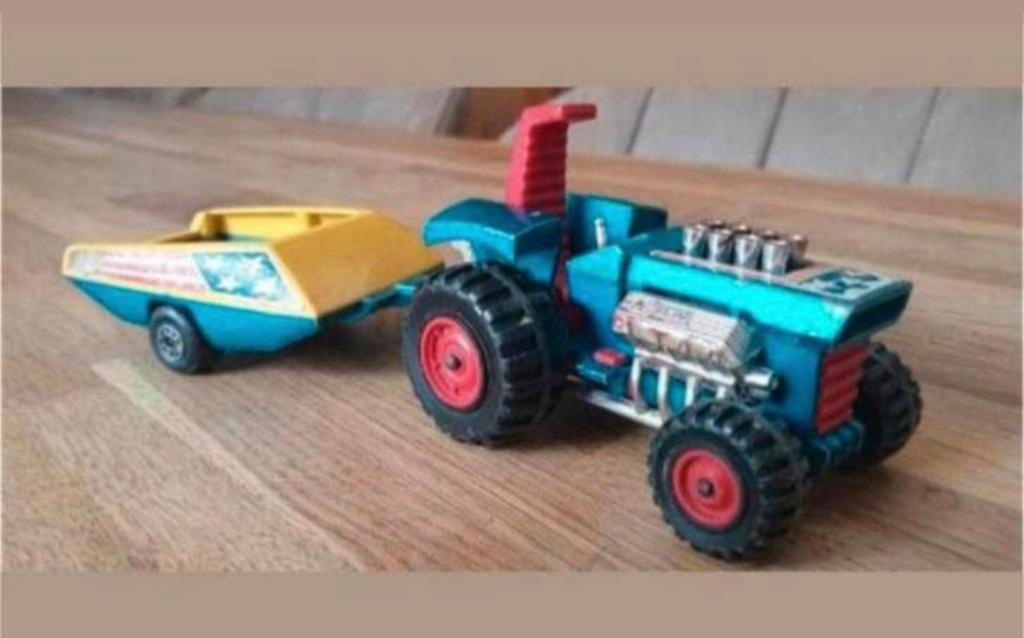 Matchbox King Size Mod Tractor & Trailer K-3/4 – jaren ’70, Ophalen of Verzenden, Gebruikt, Hijskraan, Tractor of Landbouw, Matchbox