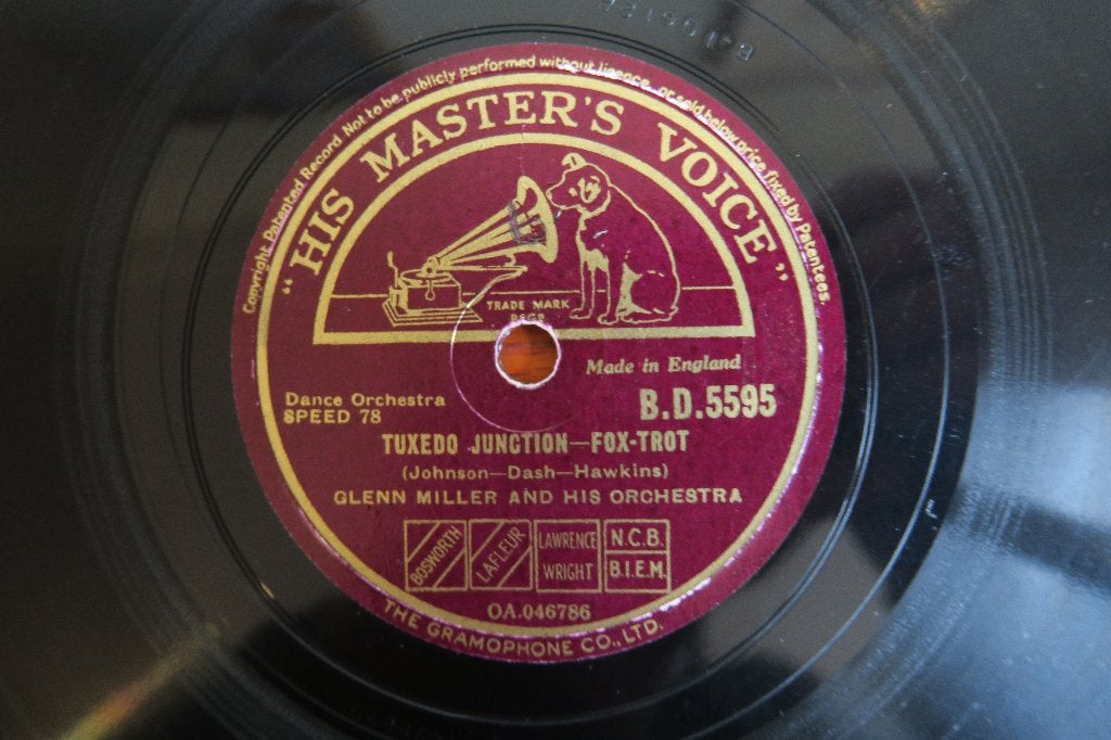 Glenn Miller Tuxedo Junction 78rpm 78 toeren grammofoonplaat, Cd's en Dvd's, Gebruikt, 10 inch, Ophalen of Verzenden, Overige typen