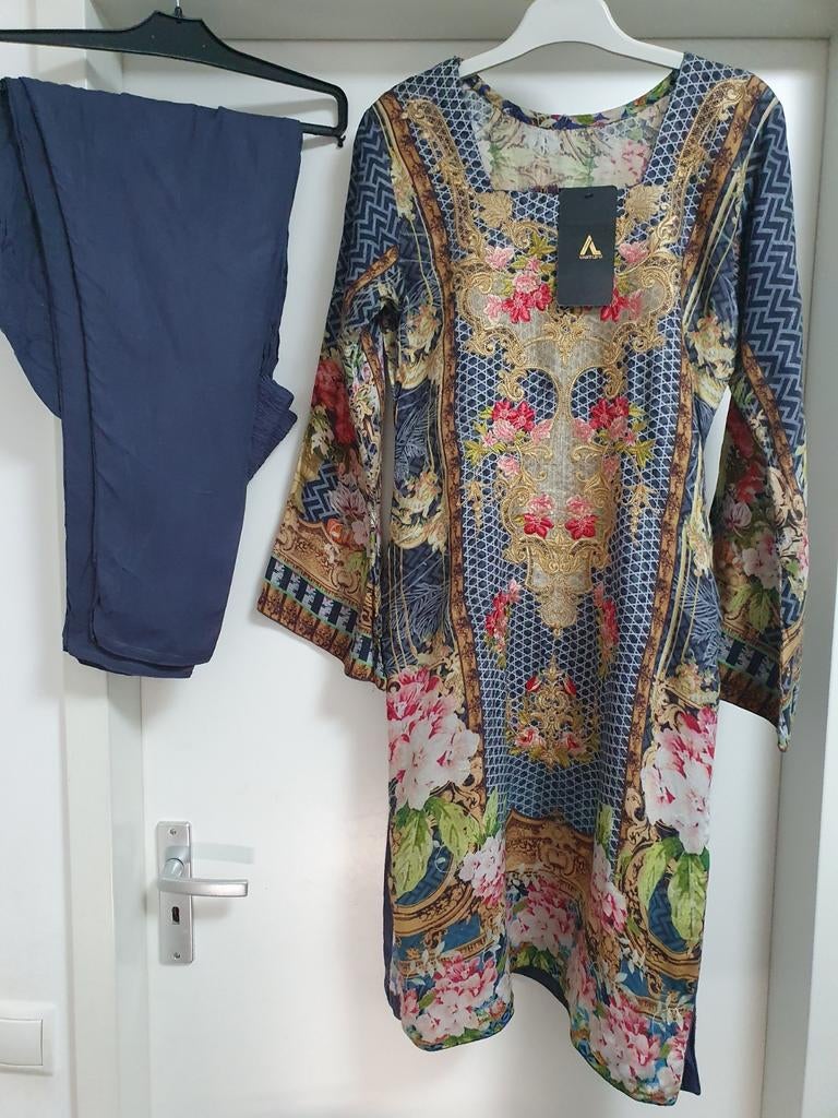 Prachtige Indiase/Marokkaanse Kurta met broek - Nieuw maat S, Blauw, Nieuw, Ophalen of Verzenden, Onbekend