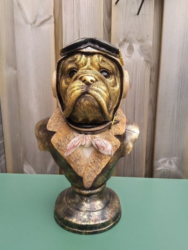 Beeld steampunk hond buldog piloot, Ophalen of Verzenden, Buste, Zoogdier