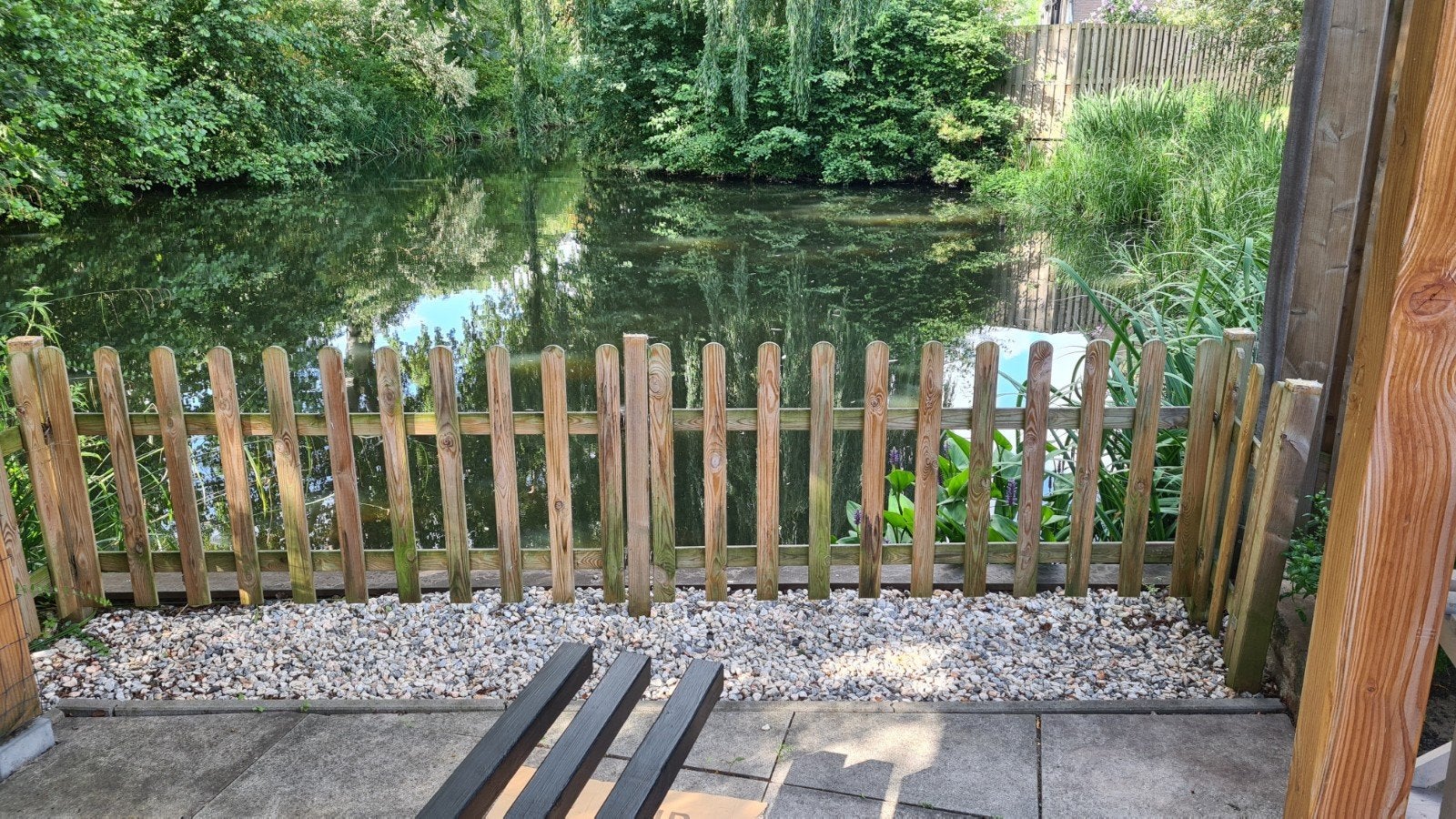Houten hekwerk inclusief palen, Ophalen, Gebruikt, Hout, Tuinhek