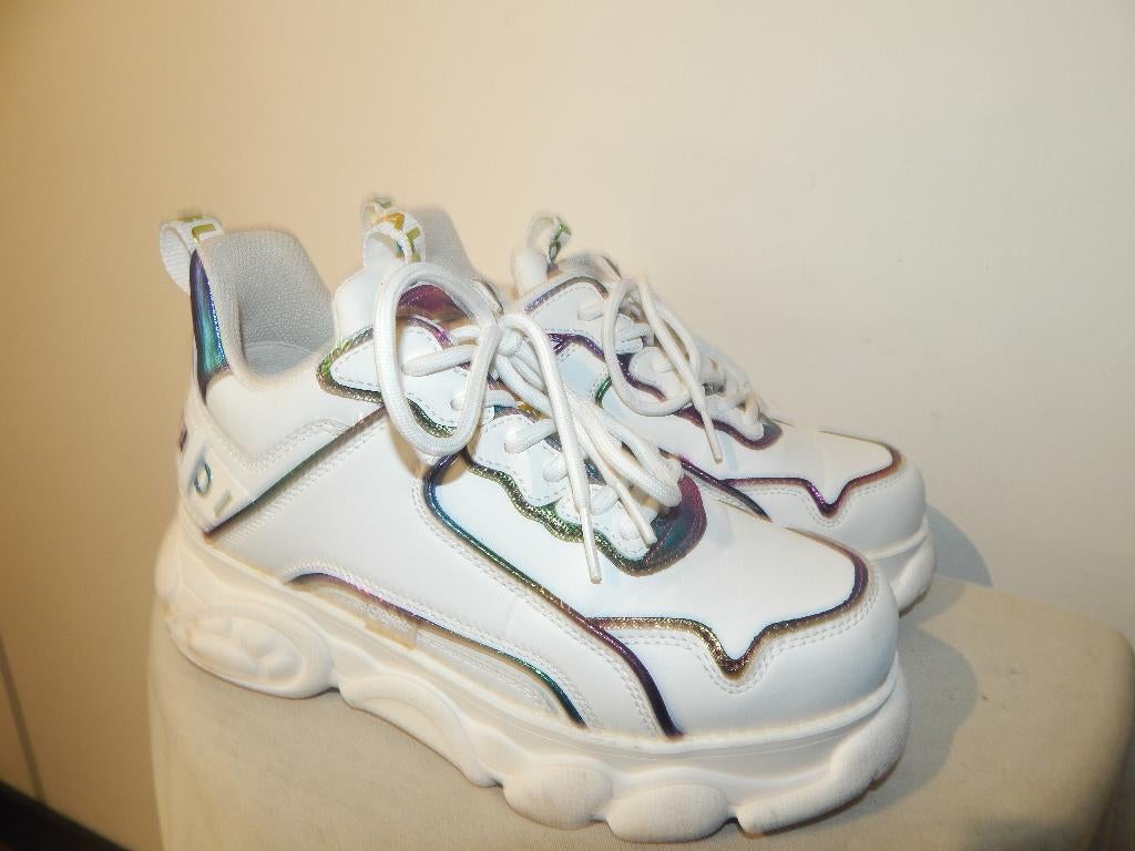 Buffalo stoere sneakers wit met regenboog accenten 41, Verzenden, Wit, Buffalo, Sneakers of Gympen