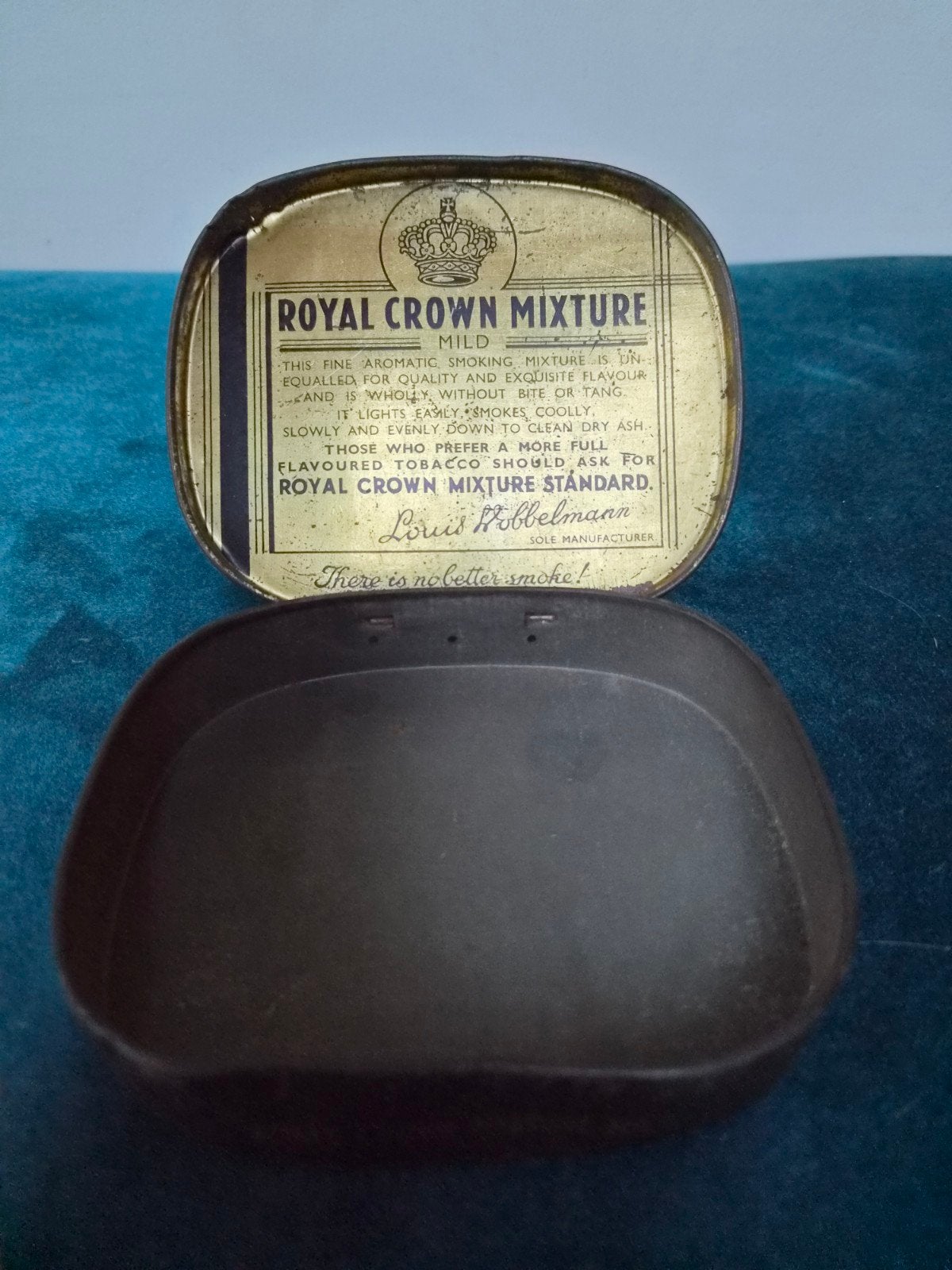 Vintage tabaksblik Royal Crown Mixture Louis Dobbelmann, Ophalen of Verzenden, Sigarenbandjes
