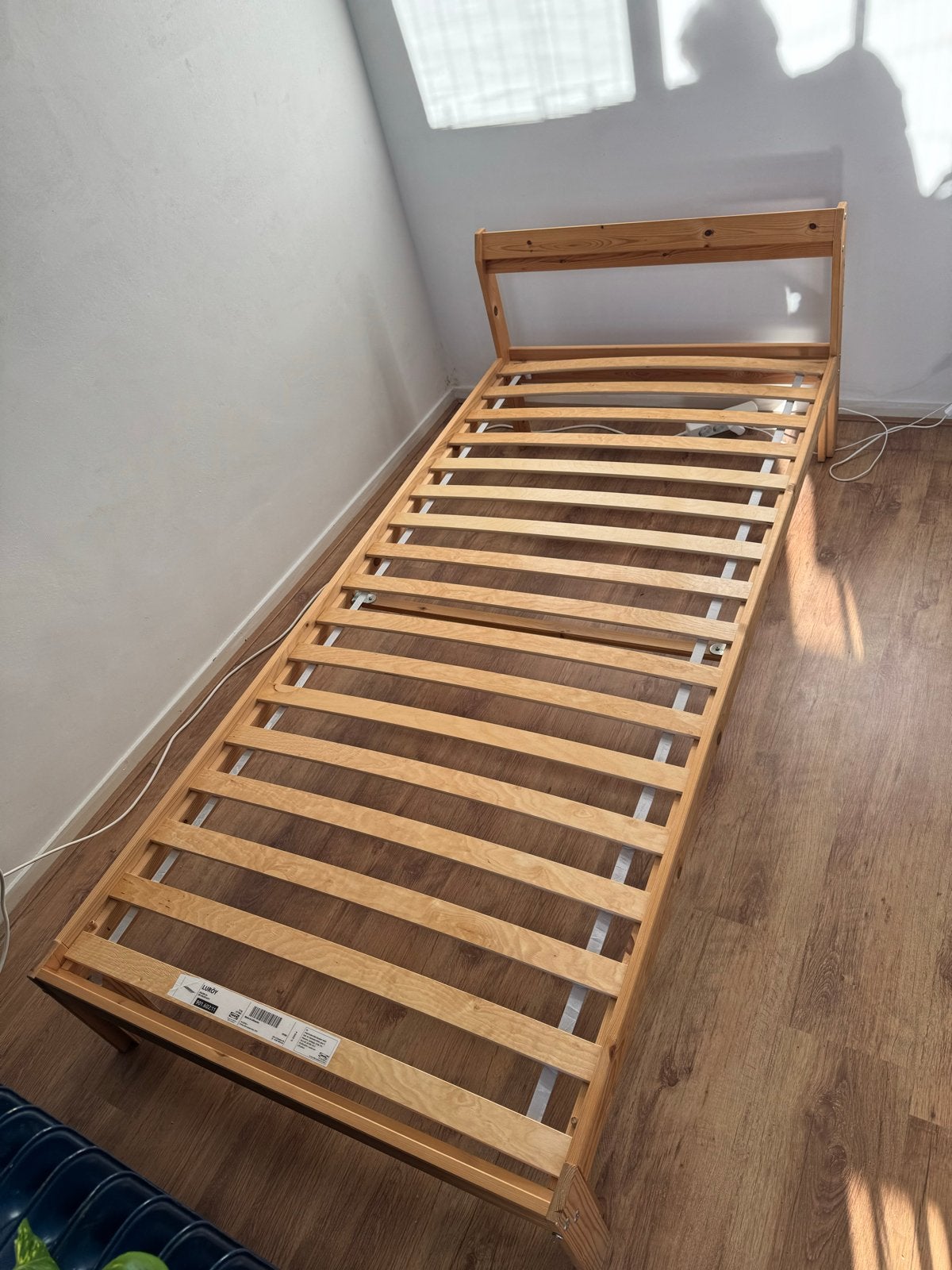 Ikea Neiden bed met Luröy lattenbodem 90x200, Ophalen, 90 cm, Eenpersoons, Beige