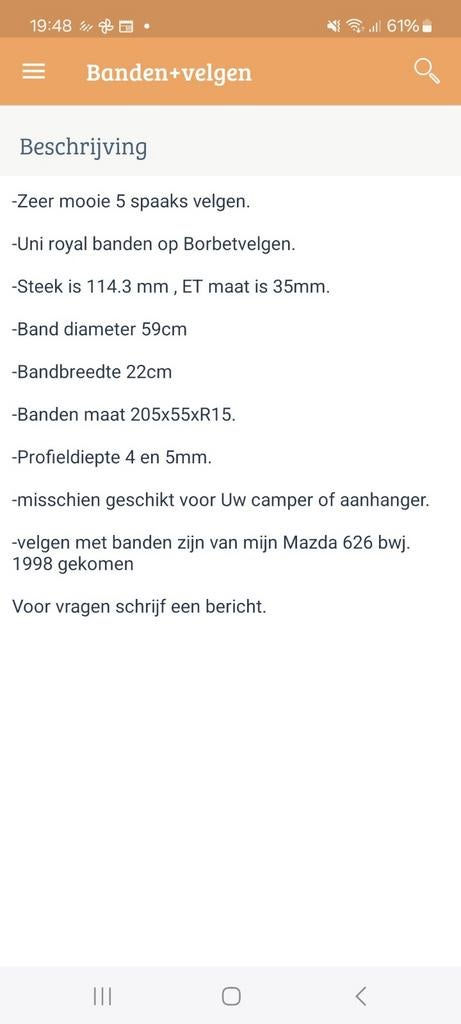 LM velgen Mazda, Ophalen, Gebruikt