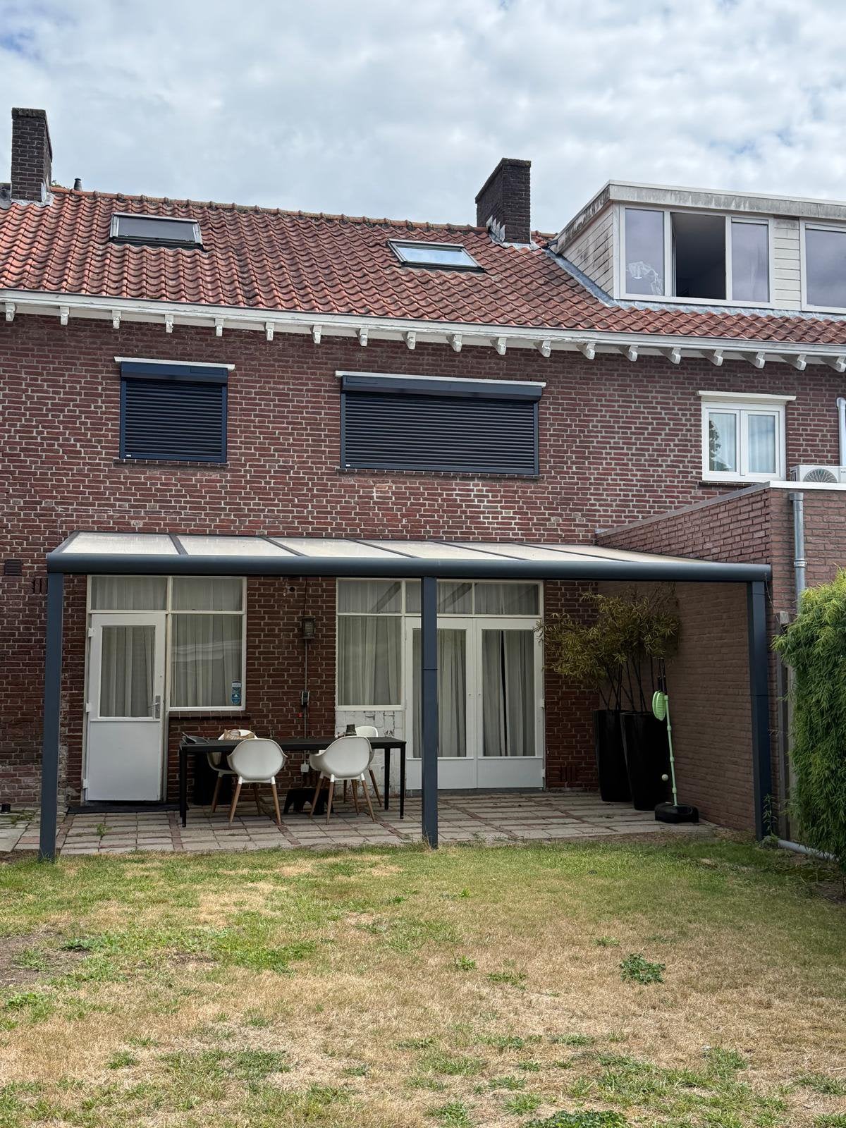 Moderne terrasoverkapping in mat antraciet., Tuin en Terras, Ophalen, Zo goed als nieuw, Veranda