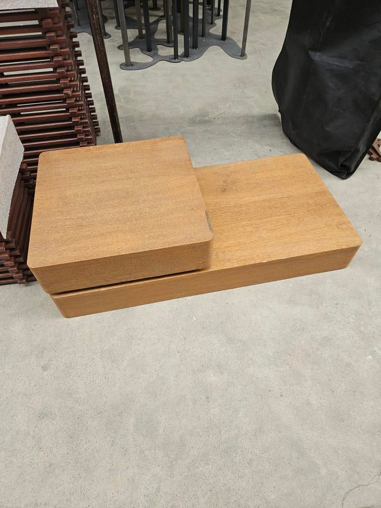 Bijzettafel eiken hout, Ophalen, Rechthoekig, Minder dan 55 cm, 60 cm of meer