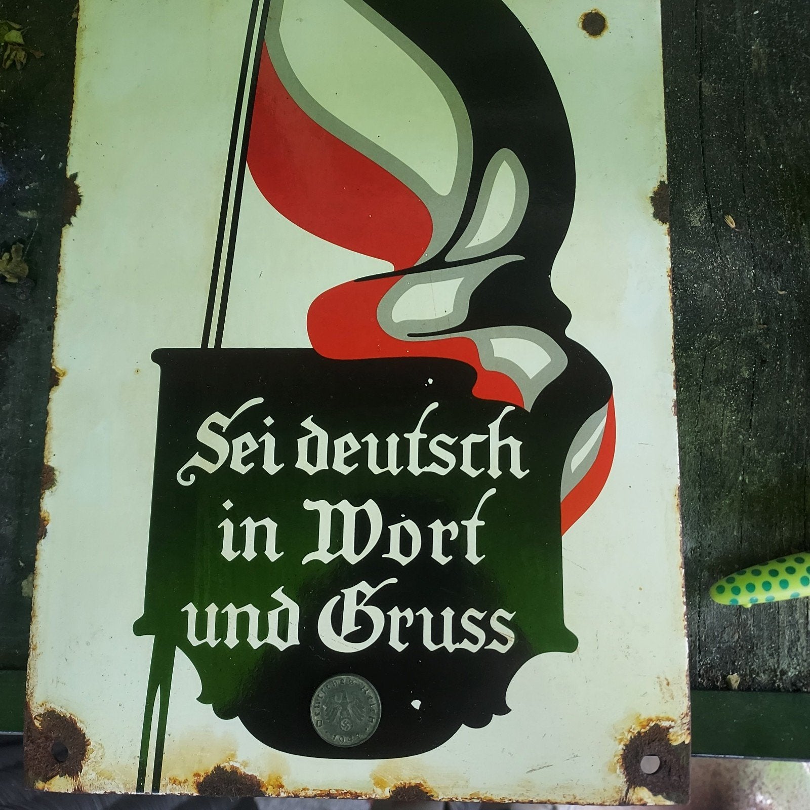 Zeldzaam WOII Emaille duits  Propaganda Bord: ja 30 swastika, Verzamelen, Ophalen, Duitsland