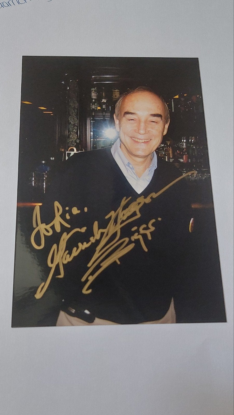 Handtekening Garrick Hagon op een eigen gemaakte foto, Ophalen of Verzenden, Zo goed als nieuw
