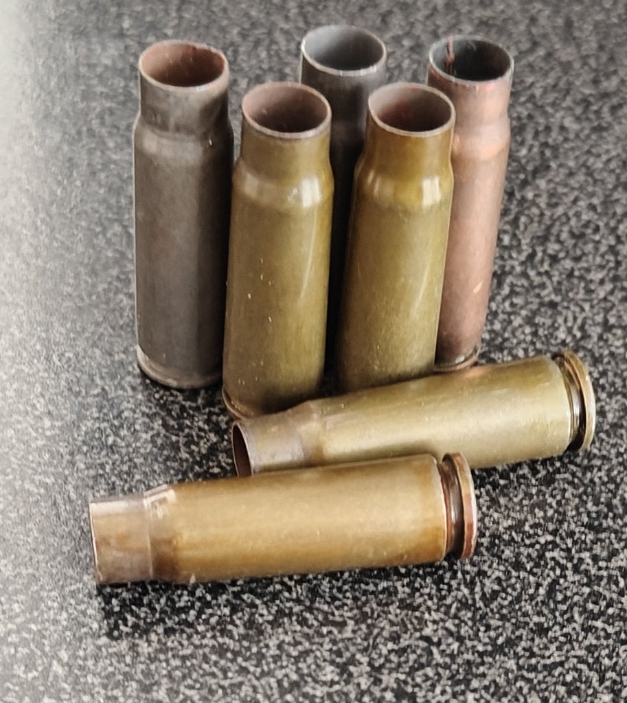 5 verschillende lege hulzen 7.62x39 Russisch Sovjet AK47, Verzamelen, Ophalen of Verzenden, Landmacht, Nederland, Hulzen of Bodemvondsten