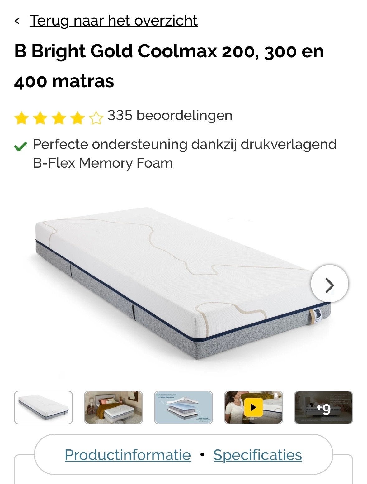 B Bright Gold Coolmax matras 90x220 cm, 90 cm, Eenpersoons, Nieuw, Ophalen of Verzenden