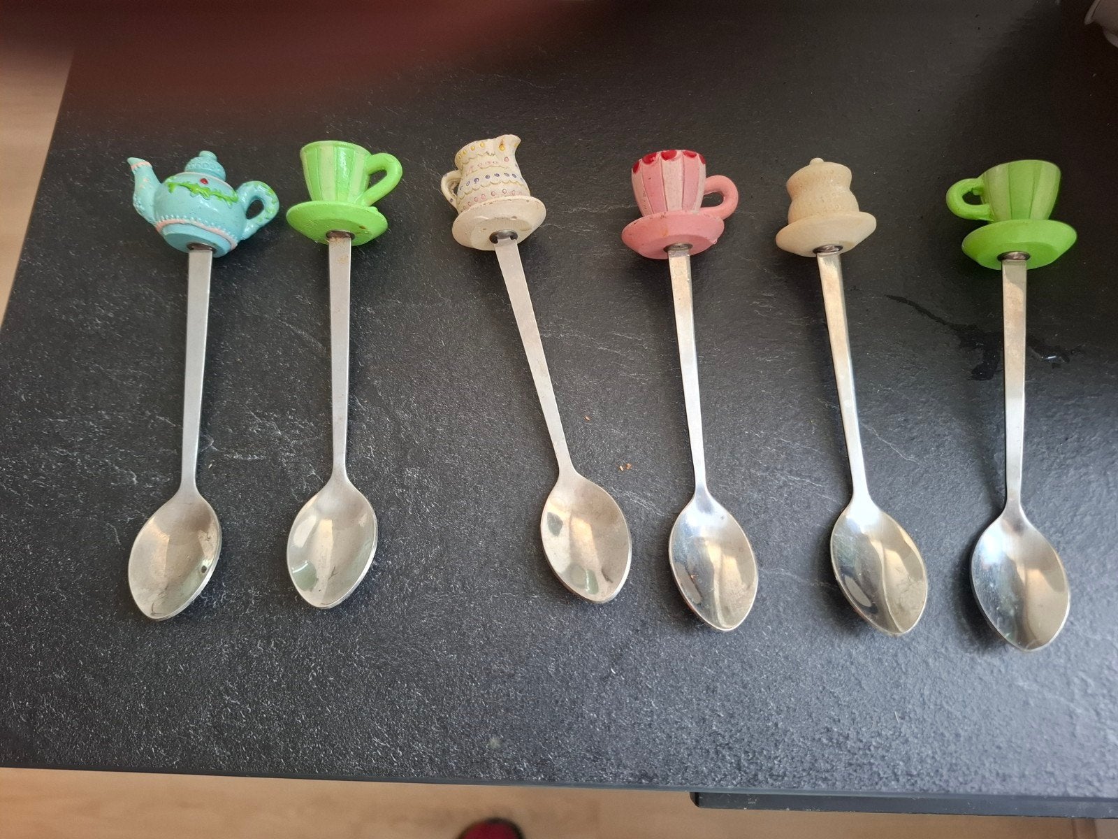 theelepels met theepot/kopjes vorm, Huis en Inrichting, Ophalen of Verzenden, Gebruikt, Rvs of Chroom