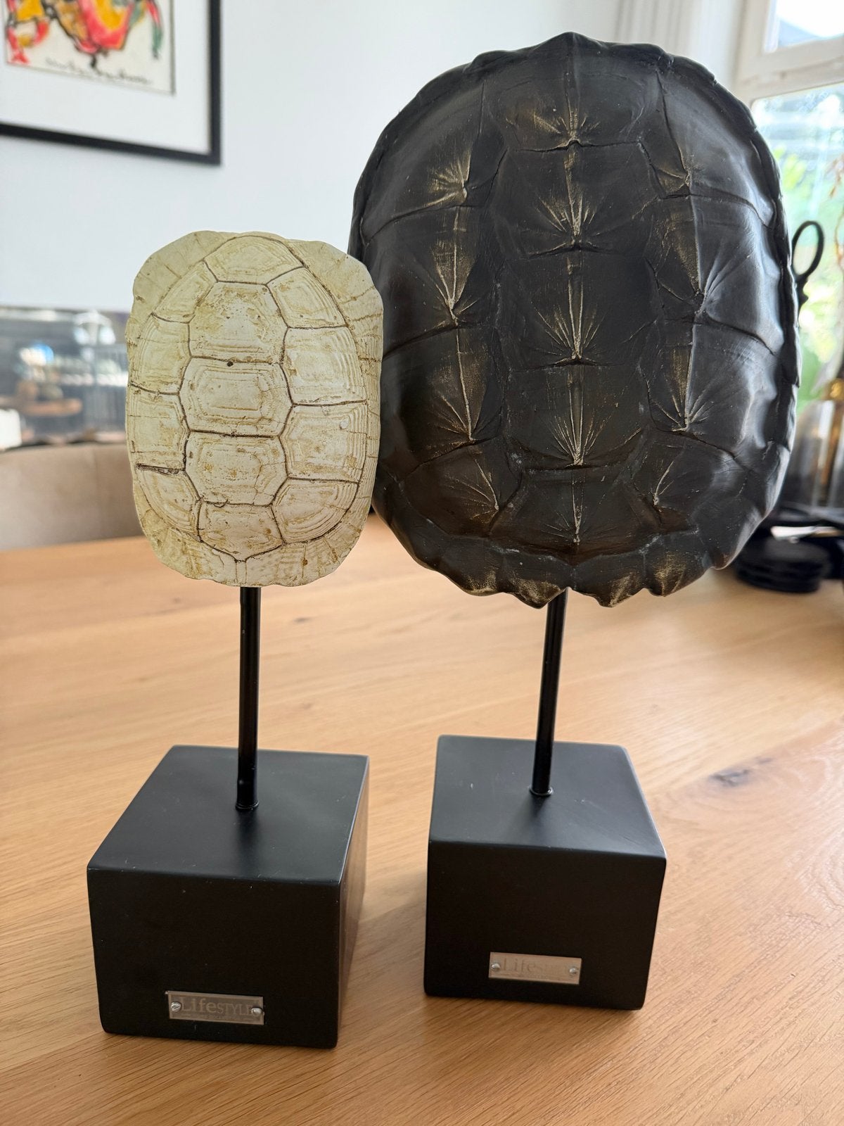 Decoratieve (neppe) schildpad schilden op standaard, Meerkleurig, Overige materialen, Overige stijlen, Ophalen of Verzenden