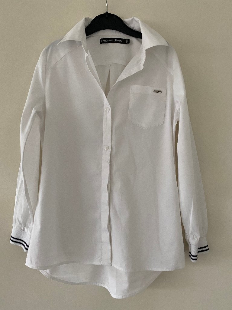 FRANKIE & LIBERTY witte blouse maat 128, Frankie & Liberty, Meisje, Overhemd of Blouse, Ophalen of Verzenden