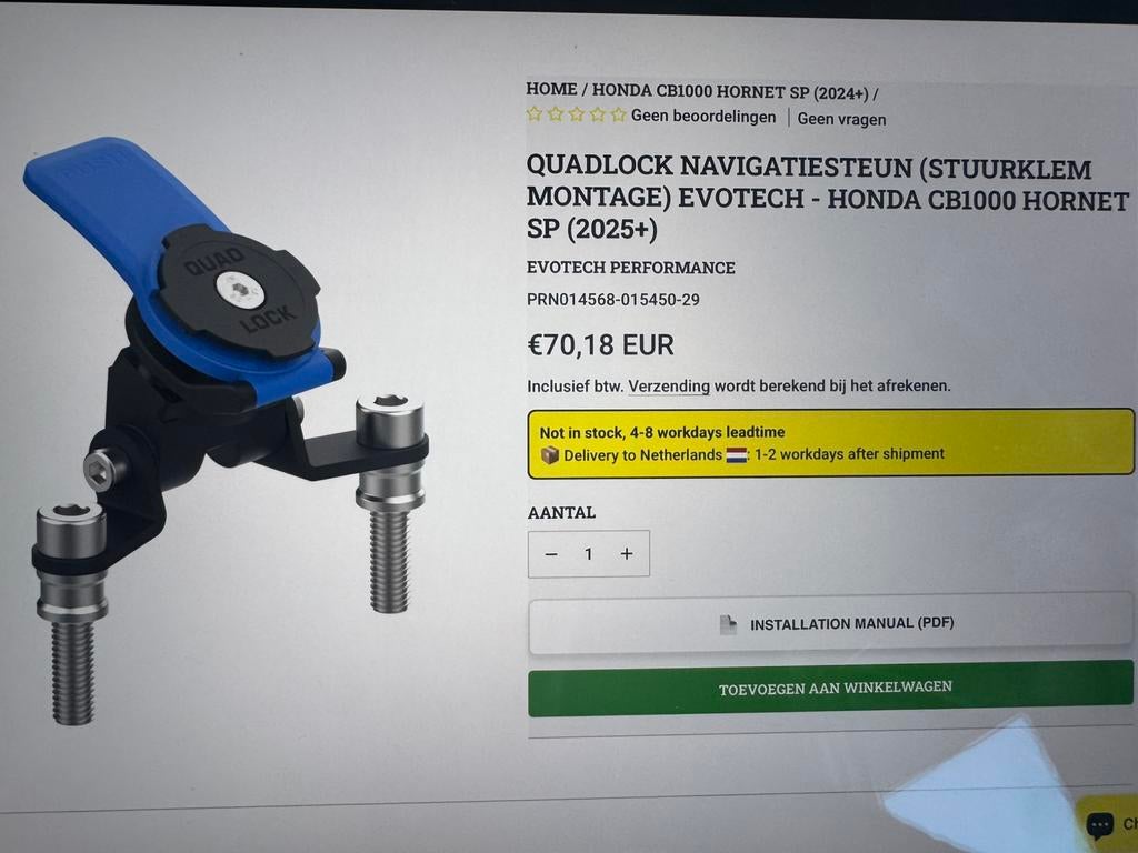 Honda Hornet 1000/2025 quatlock navigatie steun, Ophalen of Verzenden, Nieuw