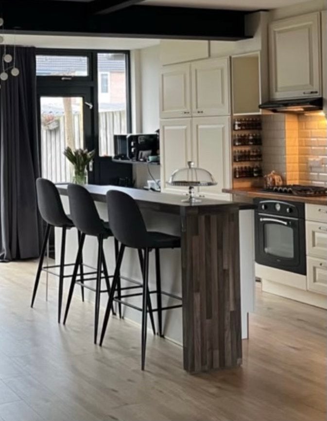 Losstaand keukeneiland met stoelen en verlengstuk, Huis en Inrichting, Ophalen, Gebruikt, Zwart, Overige typen