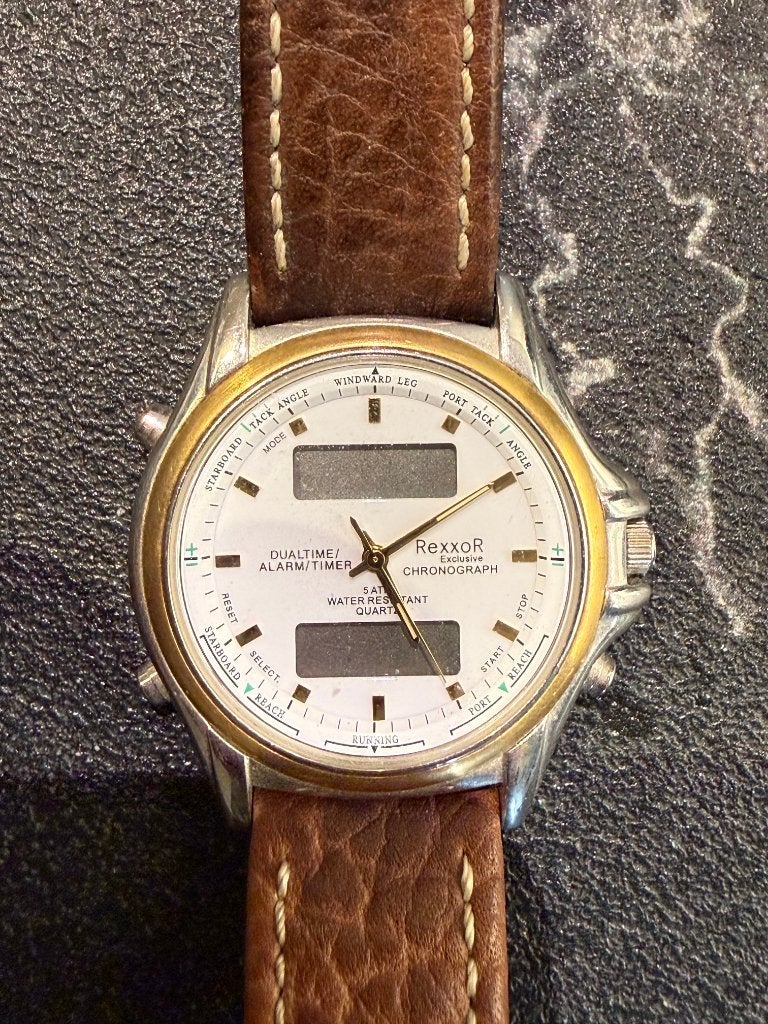Te Koop: heren horloge digitaal en analoog., Overige merken, Leer, Staal, Polshorloge