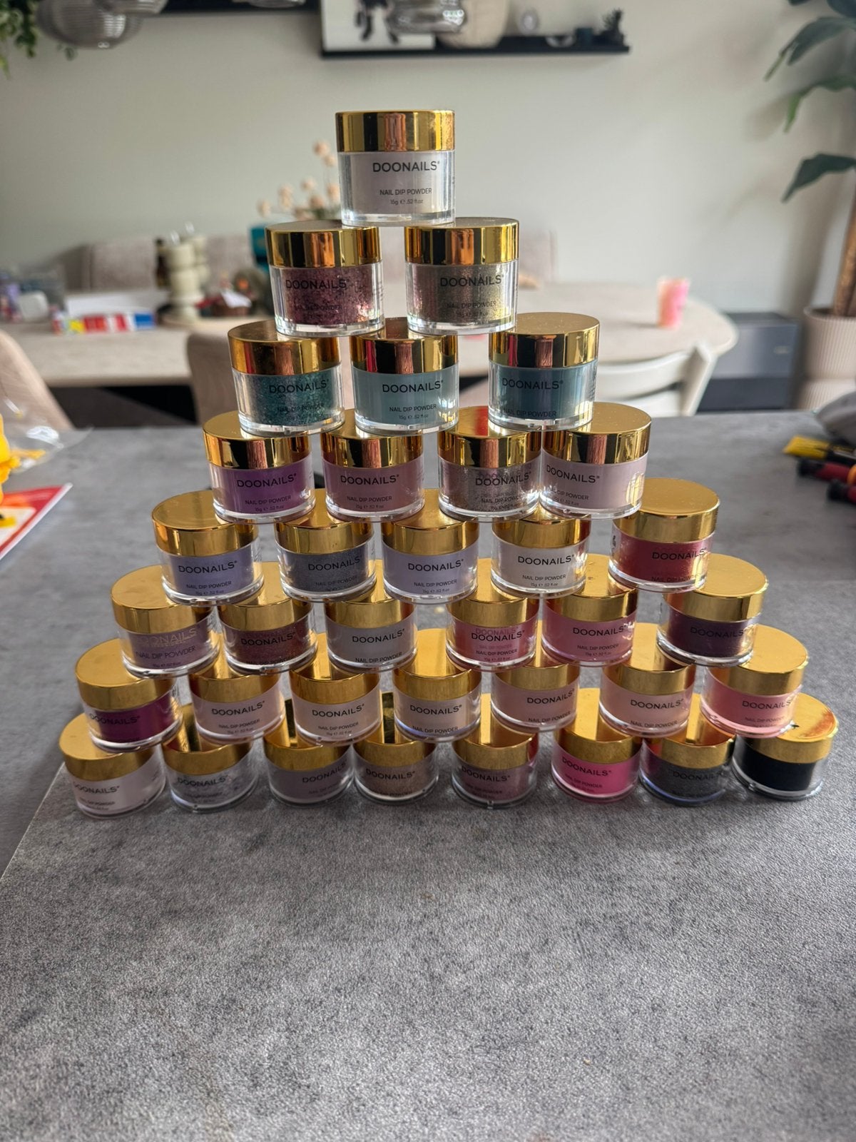 36 potjes doonails dipping powder dip poeder, Ophalen of Verzenden, Nieuw, Overige kleuren, Handen en Nagels