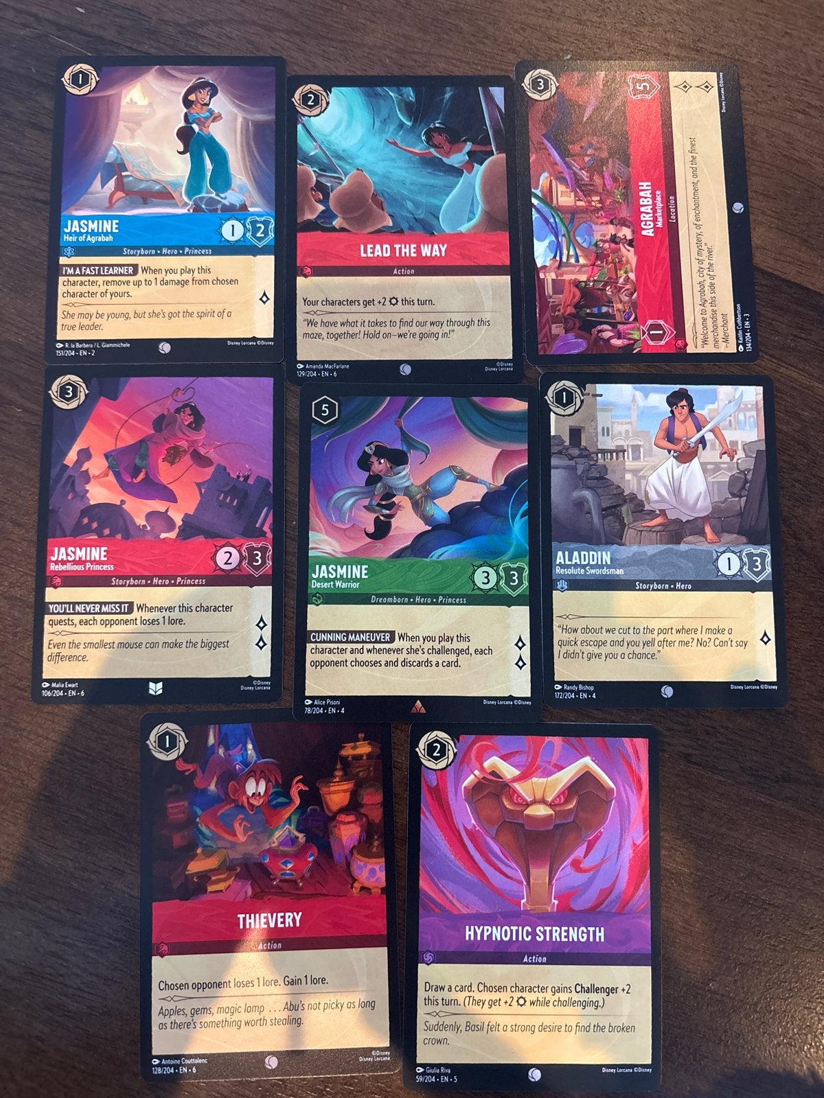 Disney Lorcana Kaarten Set - Jasmine, Aladdin & Meer, Ophalen of Verzenden, Gebruikt