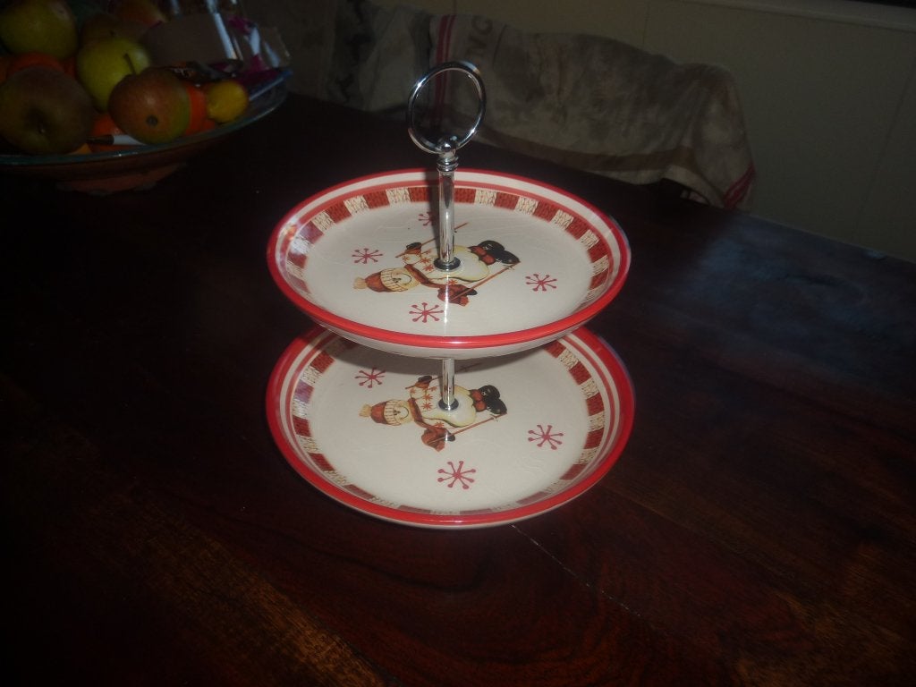 kerstservies etagere  Siaki  sneeuwpop, Ophalen of Verzenden, Nieuw, Overige stijlen, Overige typen
