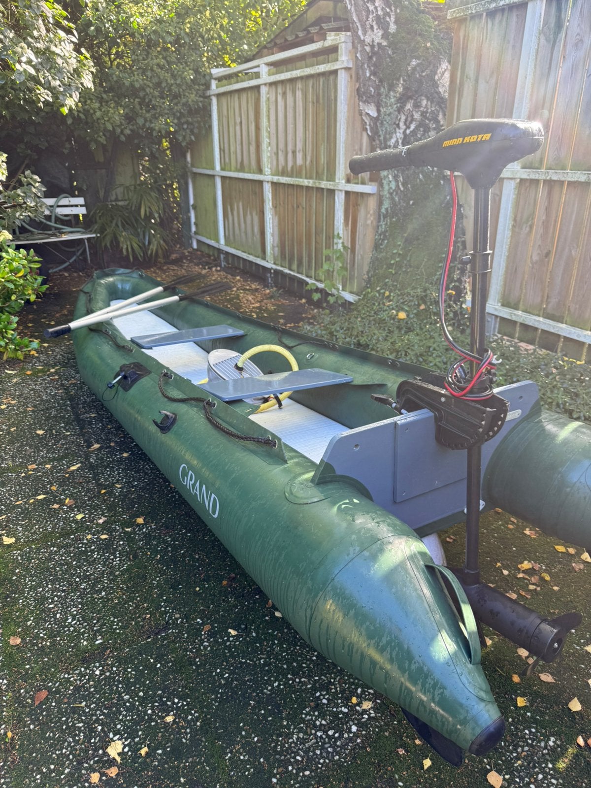 Rubberboot Grand Marine A380 met Minn Kota fluistermotor, Watersport en Boten, Ophalen, Aluminium, Gebruikt, 1 m