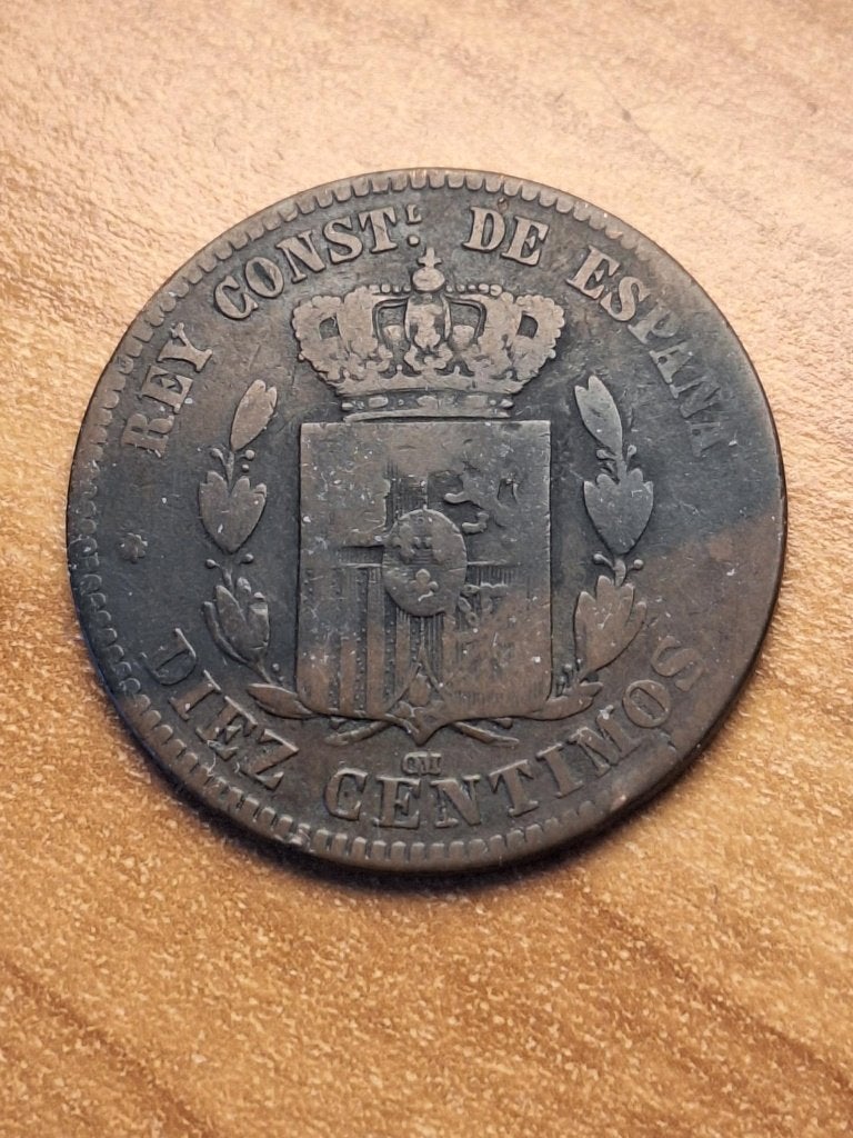 munt Spanje 10 centimos 1877, Ophalen of Verzenden, Overige landen, Losse munt