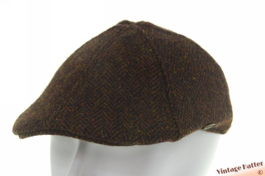 Vintage Platte pet Macahel bruin visgraat wol mix 54-60, Macahel, Ophalen of Verzenden, 58 of 59 cm (L, 7¼ of ⅜ inch), Pet
