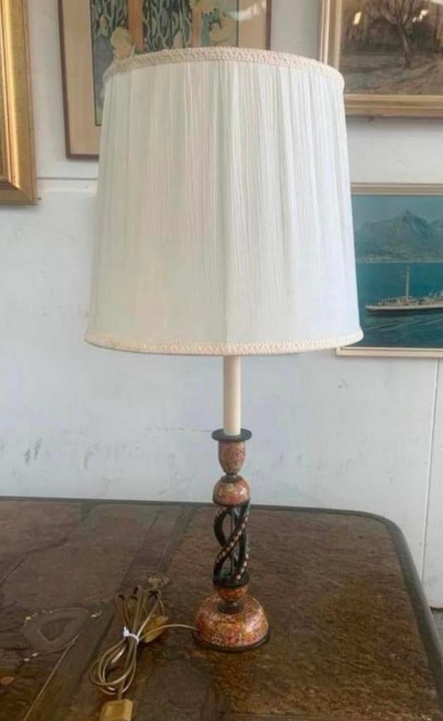 Prachtige vintage Kashmiri tafellamp van papier-maché., Ophalen of Verzenden, Zo goed als nieuw
