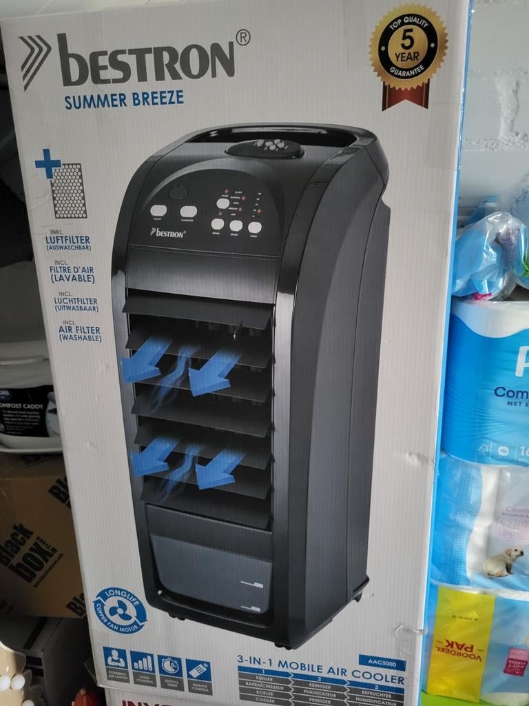 Bestron Summer Breeze 3-in-1 Mobiele Air Cooler AAC5000, Witgoed en Apparatuur, Airco's, Ophalen, Minder dan 60 m³, 3 snelheden of meer