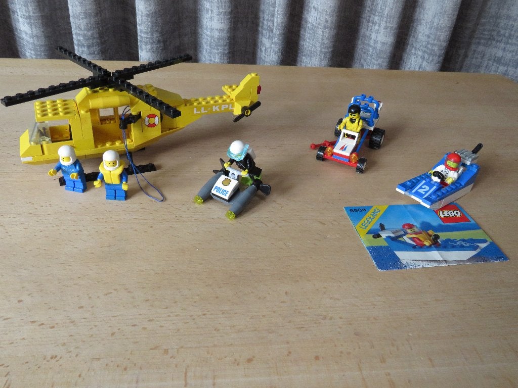 Lego 6697 Helikopter, Politieduiker, Strandsurfer, Speedboot, Compleet, Lego, Ophalen of Verzenden, Complete set